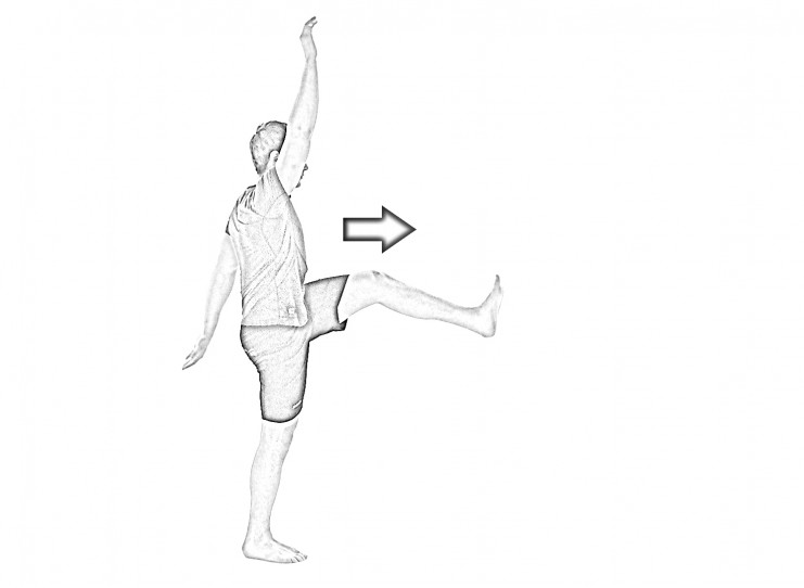 Straight leg walk with arm lift-1